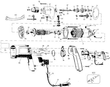 Page A Diagram and Parts List for 1170 Type 100 Black and Decker Electric Drill